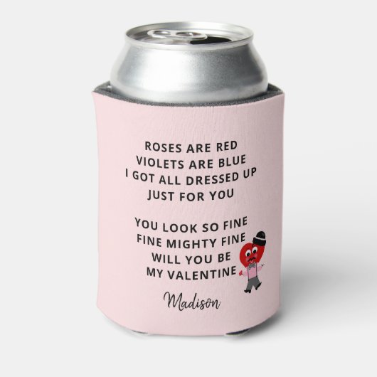 Grappig Valentijnse Rozen zijn Vriendin met rood g Blikjeskoeler (Blikje Achterkant)