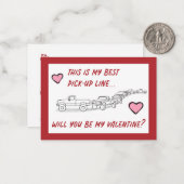 Grappig Valentijnse Small Flat Card Set Truck Love Notitiekaartje (Voorkant / Achterkant in situ)