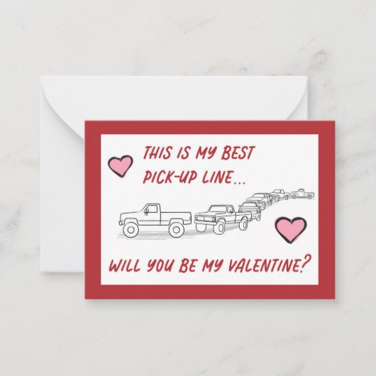Grappig Valentijnse Small Flat Card Set Truck Love Notitiekaartje (Voorkant)