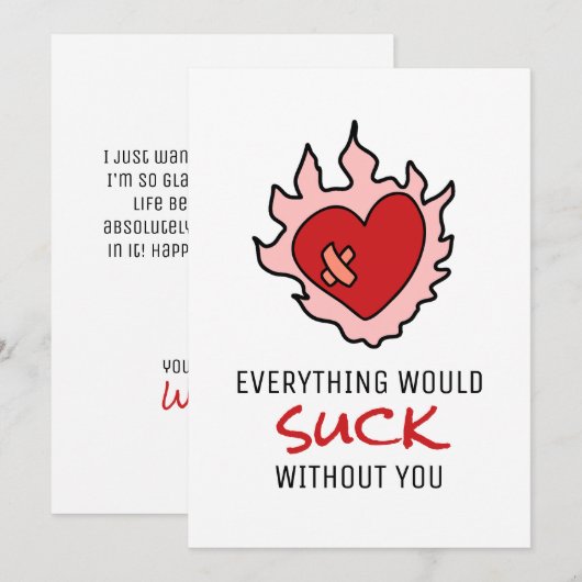 Grappig Valentijnse  zou het hart zonder jou valle Feestdagenkaart (Voorkant / Achterkant)