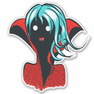 Grappig vampier meisje karakter sticker