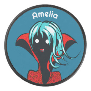 Grappig vampier meisje Schattige Gothic karakter k Hockey Puck
