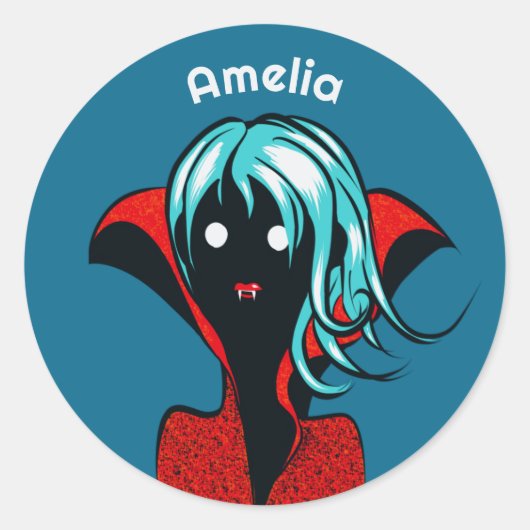 Grappig vampier meisje Schattige Gothic karakter k Ronde Sticker (Voorkant)