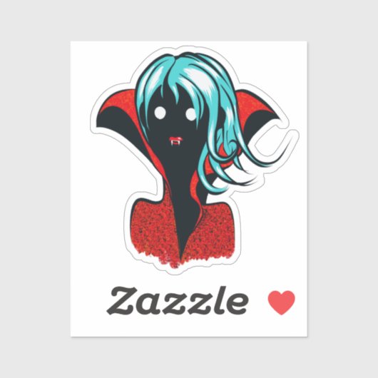 Grappig vampier meisje Schattige Gothic karakter k Sticker (Vel)