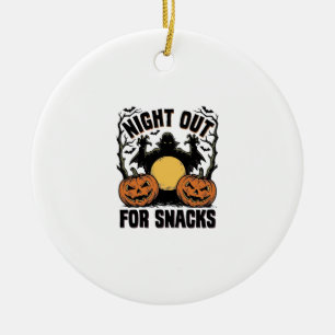Grappig vampier shirt met griezelige pompoen nacht keramisch ornament