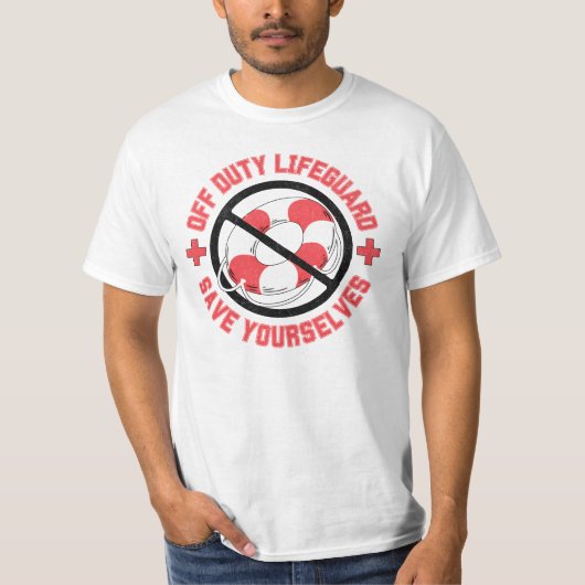 Grappig van dienst Lifeguard bespaar jezelf zwemme T-shirt (Voorkant)