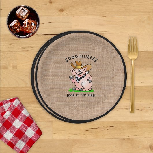 Grappig varken bellen cartoon karakter papieren bordje