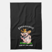 Grappig varken bellen cartoon karakter theedoek (Verticaal)