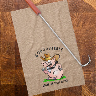 Grappig varken bellen cartoon karakter theedoek