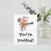 grappig varken dat een banjo cartoon speelt kaart (Staand voorkant)