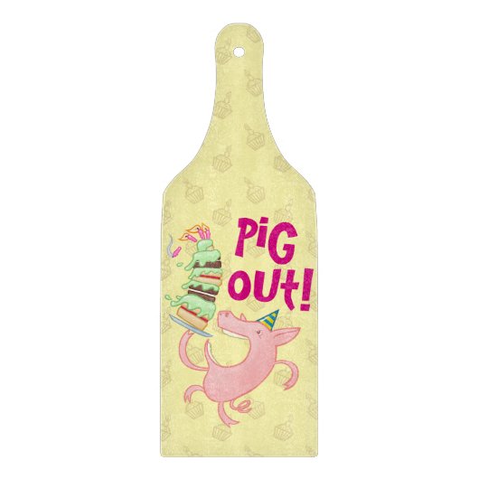 Grappig varken eten verjaardagstaart varken uit! C Snijplank (Voorkant)