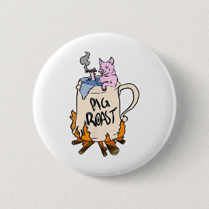 Grappig Varken gebraden in een Beer Stein Gift Ronde Button 5,7 Cm
