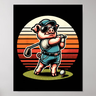 Grappig Varken Golfer Cool Golf Sportclubs Ontwerp Poster
