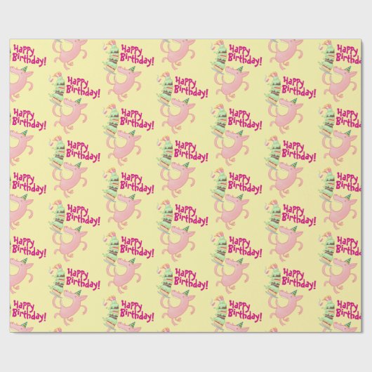 Grappig varken Happy Birthday! Giant Layer Cake Ca Cadeaupapier (Vlak)