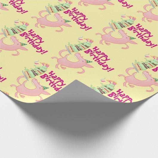 Grappig varken Happy Birthday! Giant Layer Cake Ca Cadeaupapier (Hoek)