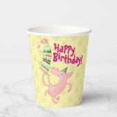 Grappig varken Happy Birthday! Giant Layer Cake Ca Papieren Bekers (Achterkant)