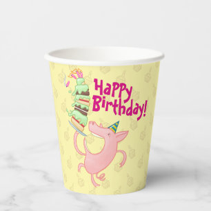 Grappig varken Happy Birthday! Giant Layer Cake Ca Papieren Bekers