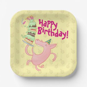Grappig varken Happy Birthday! Giant Layer Cake Ca Papieren Bordje