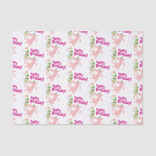 Grappig varken Happy Birthday! Giant Layer Cake Ca Tissuepapier (Voorkant)