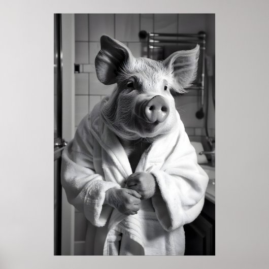 Grappig varken in badjas print grappige badkamer h (Voorkant)
