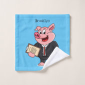 Grappig varken in business suit cartoon bad handdoek (Wasdoekje)