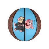 Grappig varken in business suit cartoon basketbal (Verticaal)