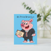 Grappig varken in business suit cartoon briefkaart (Staand voorkant)
