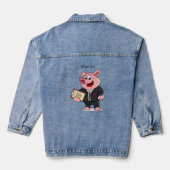 Grappig varken in business suit cartoon denim jacket (Achterkant)