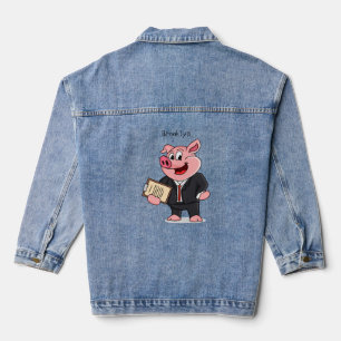 Grappig varken in business suit cartoon denim jacket