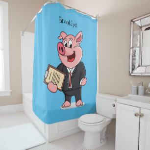 Grappig varken in business suit cartoon douchegordijn