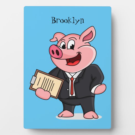 Grappig varken in business suit cartoon fotoplaat (voorkant)
