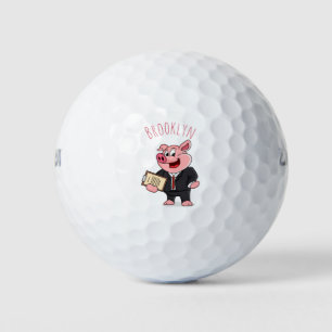 Grappig varken in business suit cartoon golfballen