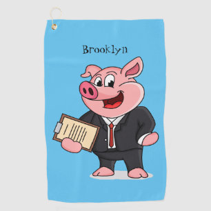 Grappig varken in business suit cartoon golfhanddoek