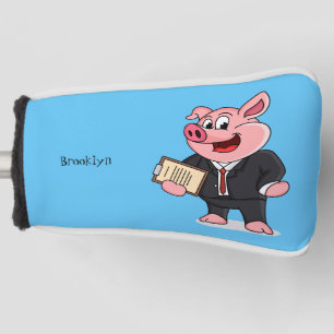 Grappig varken in business suit cartoon golfheadcover