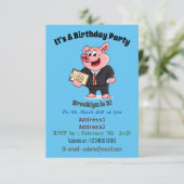 Grappig varken in business suit cartoon kaart (Staand voorkant)