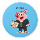 Grappig varken in business suit cartoon keramische knop (Voorkant)