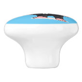 Grappig varken in business suit cartoon keramische knop (Zijkant)