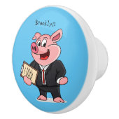Grappig varken in business suit cartoon keramische knop (Rechts)