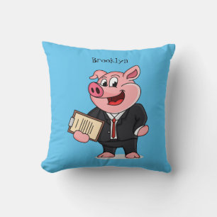 Grappig varken in business suit cartoon kussen