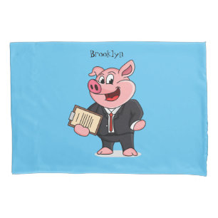Grappig varken in business suit cartoon kussensloop
