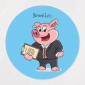 Grappig varken in business suit cartoon labels (Design 2)