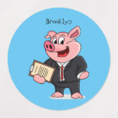 Grappig varken in business suit cartoon labels (Design 1)