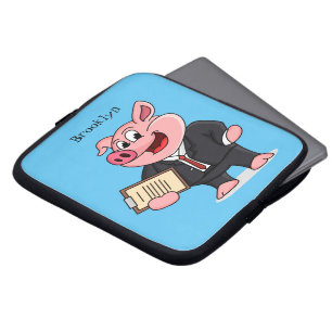 Grappig varken in business suit cartoon laptop sleeve