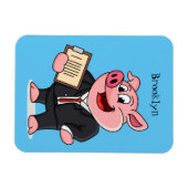 Grappig varken in business suit cartoon magneet (Horizontaal)