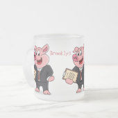 Grappig varken in business suit cartoon matglas koffiemok (Voorkant links)