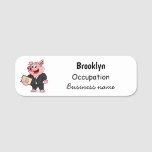 Grappig varken in business suit cartoon naamplaatje