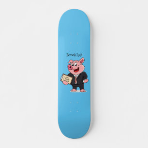 Grappig varken in business suit cartoon persoonlijk skateboard