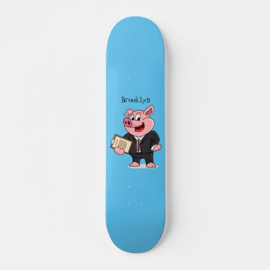 Grappig varken in business suit cartoon persoonlijk skateboard (Voorkant)