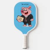 Grappig varken in business suit cartoon pickleball paddle (Achterkant)
