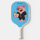 Grappig varken in business suit cartoon pickleball paddle (Voorkant)